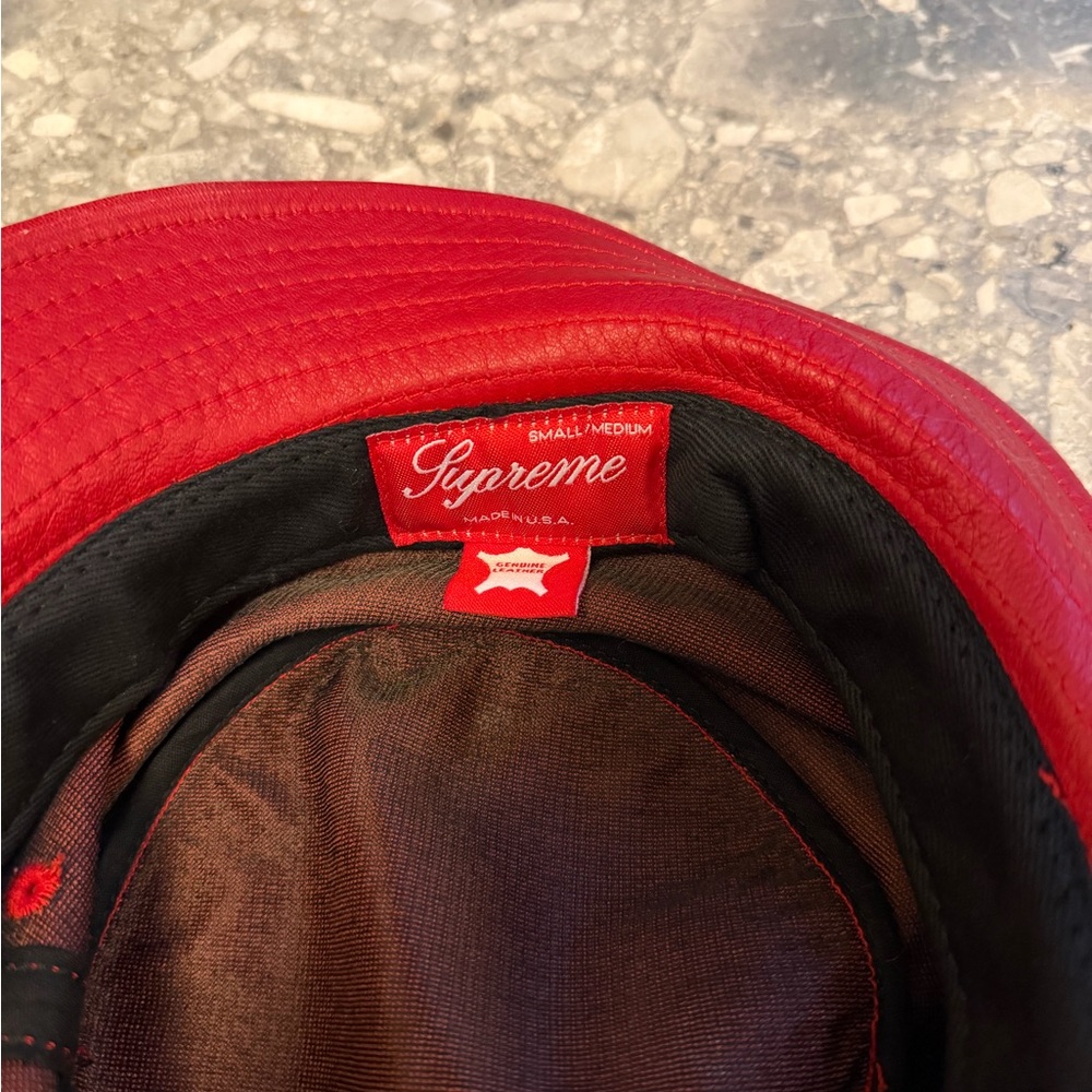 Supreme Vibrant Red Leather Hat - Picture 7 of 8